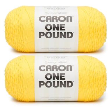 Imagem de Caron ONE Pound Fio Amarelo Sol - Pacote com 2 de 453 g - 100% Acrílico - #4 Penteado (Médio) - 800 metros - Tricô/Crochê