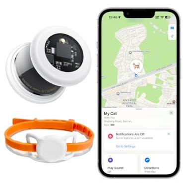 Imagem de Coleira rastreadora de gatos AirTag e equipada com rastreador; suporte para airtag; sem taxas mensais; coleira ajustável de silicone; não rastreador GPS; muito macia