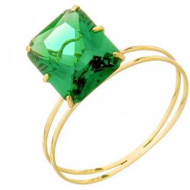 Imagem de Anel De Ouro 18k/750 Aro Duplo Com Zircônia Retangular - DR Joias, 16,