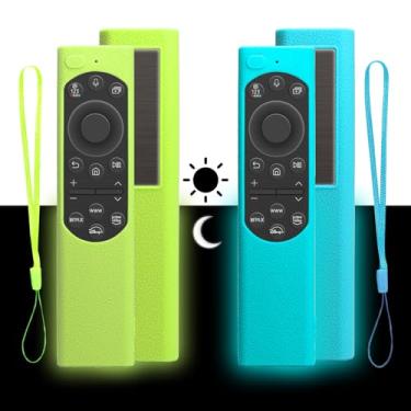 Imagem de Pacote com 2 capas para controle remoto Samsung Smart TV, capa protetora de silicone para Samsung Solar Cell Remote 2021 2022 BN59-01357 BN59-01385 BN59-01265A capa atualizada (verde brilhante + azul