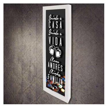 Imagem de Quadro Porta Tampinhas Slim Brindo a Casa - Quadro Novo, 35 x 90 cm, B