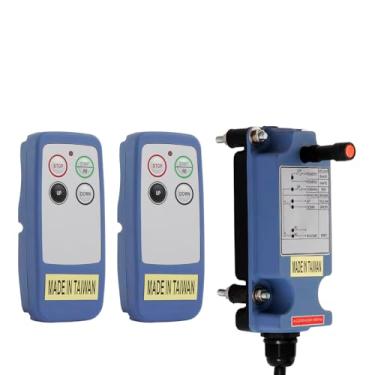 Imagem de Saga-L4 Mini controlo remoto sem fios para guindaste ponte guindaste para 2 canais botões industrial rádio transmissor e recetor (2 transmissores 1 receptor, 12-24 V CA/CC)