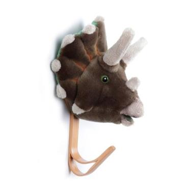 Imagem de Cabide de Madeira com Cabeça de Pelúcia   Dinossauro Triceratops  Wild