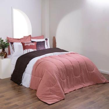Imagem de Kit Edredom Linho Colorful Casal Queen 5 Peças 100% Poliéster - Rosê -