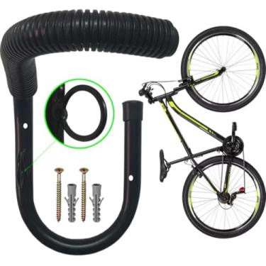 Imagem de Suporte de Parede para Bicicleta, Gancho Vertical em Metal, com Kit de Instalação, Preto