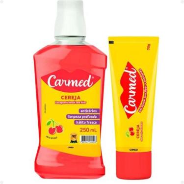 Imagem de Kit Carmed Cereja: Gel Dental 70g e Enxaguante Bucal 250ml - CIMED