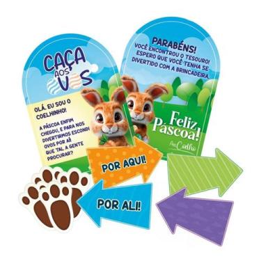 Imagem de Kit Caça aos Ovos Coelinho Páscoa Setas Pegadas - 1 Unidade - Kaixote