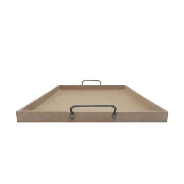 Imagem de Bandeja Retangular Lisa Simples com Alça 40x30x2,5 Kit 3un Mdf 6mm Mad