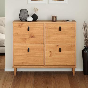 Imagem de Sapateira Horizontal Madeira Multiuso 4 Portas Mikka Rústico