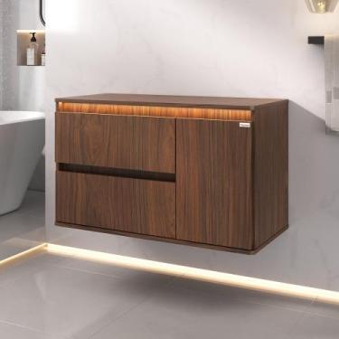 Imagem de Gabinete Para Banheiro Adelaide 90cm suspenso LED - Fabribam, Cacau