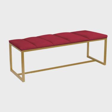 Imagem de Calçadeira Industrial Carla 160cm Queen Size Quarto Box Cama Ferro Dourado Suede Vermelho - Ahz Móveis
