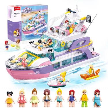 Imagem de Brinquedo de construção Sluban Friends Pink Yacht Girls 8-12 com 8 minifiguras