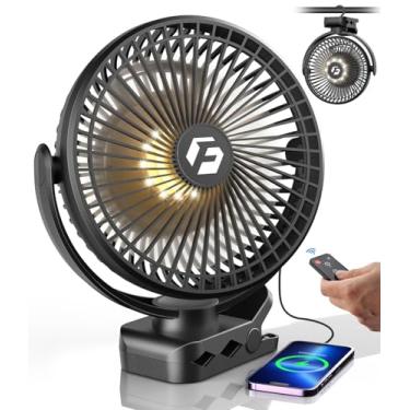 Imagem de Ventilador com clipe de 24000 mAh para carrinho de golfe - Ventiladores portáteis recarregáveis de 20 cm - Tempo máximo de trabalho de até 150 horas - Ventilador operado por bateria com LED, controle
