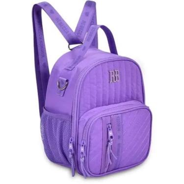 Imagem de Mochila Pequena Feminina Roxa, Alça Ajustável, Múltiplos Compartimentos, Design Matelassê