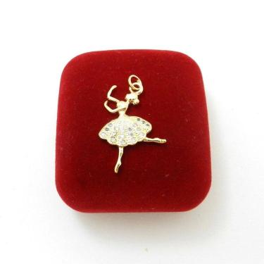 Imagem de Pingente Bailarina Cravejada Strás Folheado Ouro Pi229