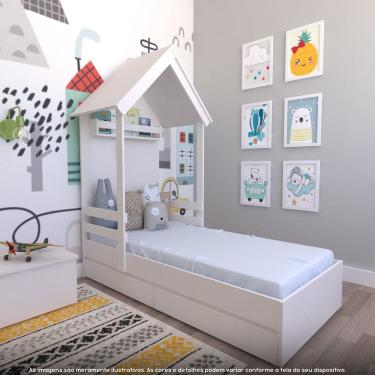 Imagem de Cama Infantil Lara com Gavetas 157cm X 153cm Branco