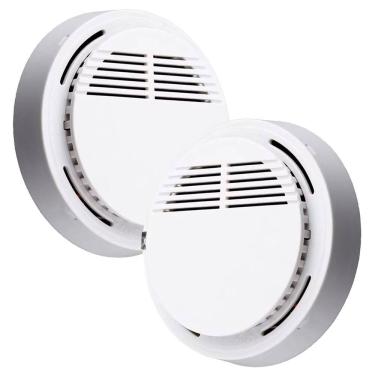 Imagem de Detector de Incendio Fumaça Kit 2 unidades Sensor Fotoeletrico Alarme 85db  Fogo Proteçao Casa Residencial Comercial Segurança