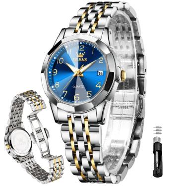 Imagem de Relógio olevs feminino em ouro/prata, quartzo analógico, aço inoxidável