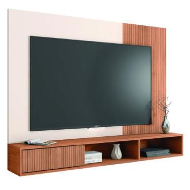 Imagem de Painel Para TV Até 55 Polegadas Ripado Impressão 3D Com Nicho Madrid M