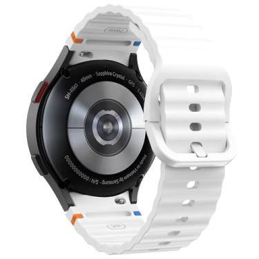 Imagem de DEALELE Pulseiras de substituição compatíveis com Samsung Galaxy Watch 7/6 / 5/4 de 40 mm / 44 mm / FE / 6 Classic / 5 Pro/4 Classic, pulseira de silicone sem lacunas de 20 mm para mulheres e homens