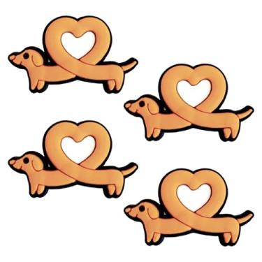 Imagem de Newbloam Berloques de sapato de cachorro Dachshund marrom; pingentes de coração de amor Dachshund para decoração de sapatos de tamanco fofos para animais de estimação para crianças, adultos, amantes