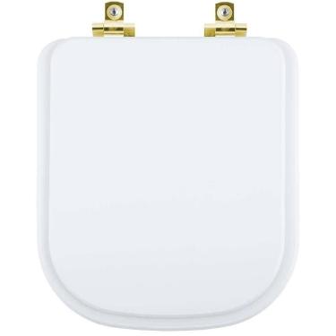 Imagem de Assento Sanitário Com Amortecedor Gap Branco Para Vaso Roca Com Ferragem Dourada