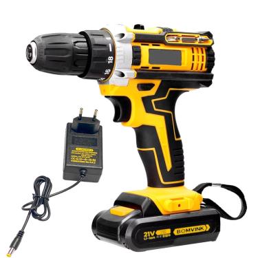 Imagem de Parafusadeira a Bateria 21V Íon de Lítio com 13 Níveis de Torque Luz LED, Duas Velocidades e Carregador Bivolt Ideal para uso doméstico e profissional