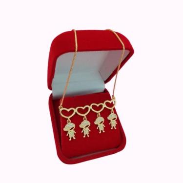 Imagem de Colar com Pingente Quatro Filhos Banho Ouro - Gabby Luxo Joias e Semi 