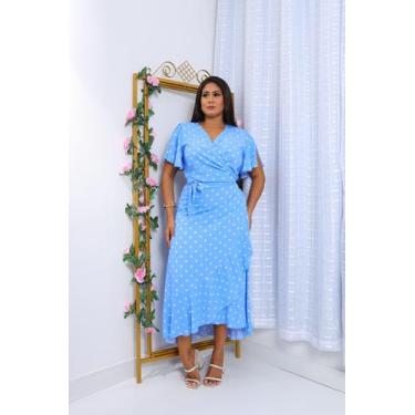 Imagem de Vestido envelope longo bolinhas de viscolinho manga curto - LAJMA STOR