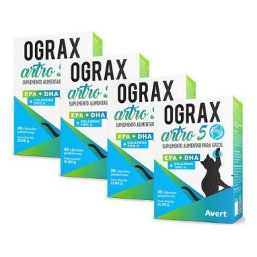 Imagem de 4 Ograx Artro 5 Suplemento Alimentar Para Gato E Cão Até 5kg