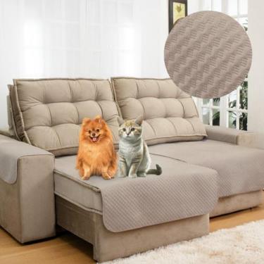 Imagem de Capa Protetora De Sofá Anti Arranhão Gato Retrátil 2,40m Avelã - Charm