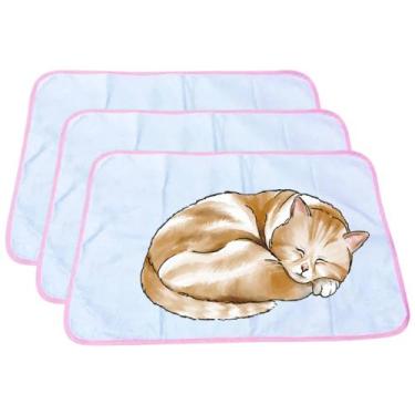 Imagem de 3 Caminhas para Cães e Gatos Dobrável 200 Lavagens 70x50 Branco com Bo