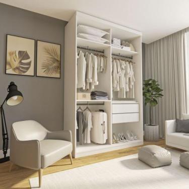Imagem de Closet Solteiro Júlia sem Portas 2 Gavetas Minastex, Branco