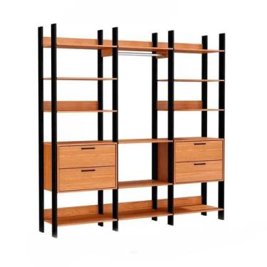 Imagem de Guarda-Roupa Closet Modulado Lille I 4 GV Freijó e Preto - Dalla Costa