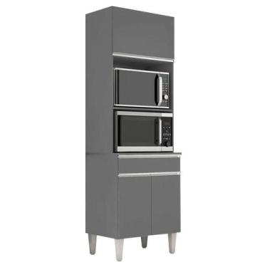 Imagem de Armário Paneleiro Torre Quente 2 Fornos Andréia Cinza Fosco - AJL - AJ