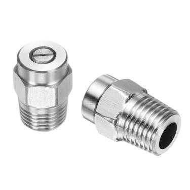 Imagem de HARFINGTON 2 peças de ponta limpa de superfície 50 graus 1/4 polegada NPT macho 0,977 orifício 4000 PSI aço inoxidável rosqueado lavadora de pressão bicos de pulverização para pistolas de água