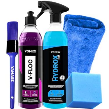 Imagem de Kit limpeza e proteção V-floc Shampoo Neutro 500ml Hydrox Fast Coating Cerâmico Hidro Repelente Vonixx