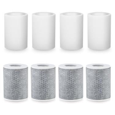 Imagem de BREADEEP Cartucho de filtro de torneira de substituição de 8 peças para pia de cozinha e banheiro, 4 fibras de algodão PP 4 fibras de carbono para extensor de torneira, melhora as condições da água