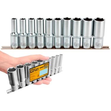 Imagem de Jogo De Soquetes Longos Sextavado 1/2 Pol Aço Crv 10 A 22mm Tks100 The Black Tools