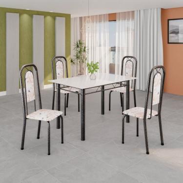 Imagem de Conjunto Sala de Jantar com 4 Cadeiras Lara Bege / Prata