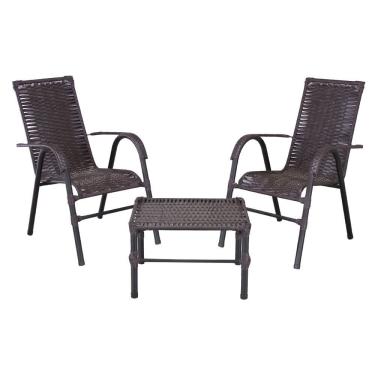 Imagem de Conjunto De Mesa De Centro E 2 Cadeiras Bela Para área Externa Tabaco