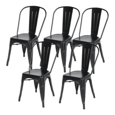 Imagem de Kit 5 Cadeiras Tolix Iron Metal Aço Industrial Preta !!