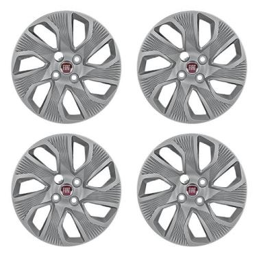 Imagem de Jogo de Calotas Aro 14 212CB-PTA + Emblema Alumínio Fiat V - Garagem O