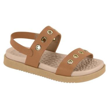 Imagem de Sandália Modare Papete Feminina Confort Detalhes Dourados, Camel, 36