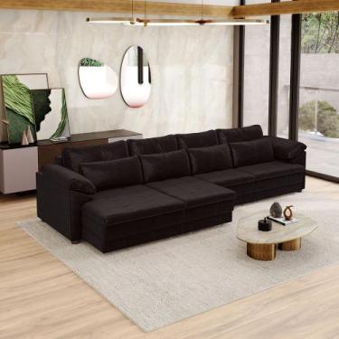 Imagem de Sofá Retrátil Manual Sala de Estar Nolan Bipartido 339cm Conforto Prem