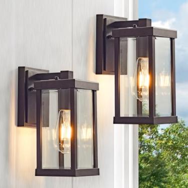 Imagem de JOKAONOTL Luminárias De Parede Externas Marrom Café 11" Altura Clássicas À Prova D'Água Para Garagem, Varanda, Pátio, Porta Da Frente, Pacote Com 2
