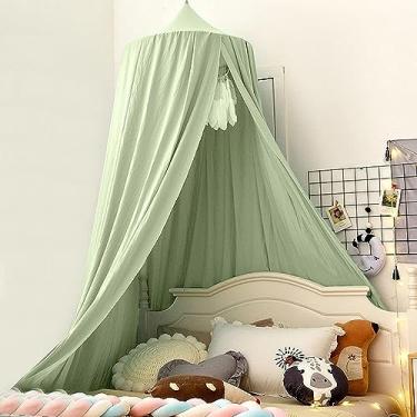 Imagem de Bunnikins & Clover Dossel De Cama Para Decoração Quarto Meninos E Meninas, Mosquiteiro Redondo Com Cúpula Berço, Tenda Jogos Em Formato Castelo, Berçário Infantil, Brincar Ou Ler (Verde-Ervilha)