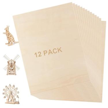 Imagem de FWEEK Pacote Com 12 Folhas De Tília 3 Mm X 16 1/8", Compensado Para Artesanato, Inacabado Corte A Laser, Gravação, Queima Faça Você Mesmo, Pintura, Escultura Em Miniatura