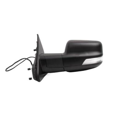 Imagem de Para Dodge Ram 2018-2021 Conjunto de retrovisor de porta com capa pintada de preto fosco elétrico aquecido com luz de seta de memória, luz de seta, vidro de ponto cego e sensor de temperatura 19P lado