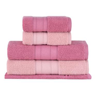 Imagem de Buddemeyer Jogo de Toalhas Melissa Extra Soft, Gigante, Rosa/Rosa Claro, 5 peças